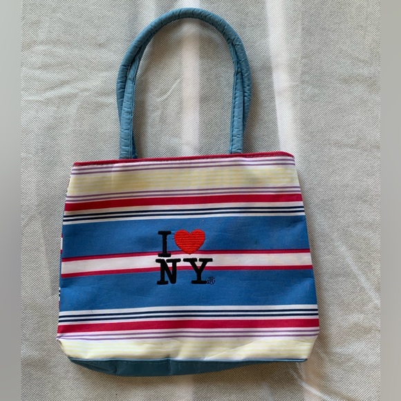 Vintage Handbags - I ❤️ NY Striped Mini Bag